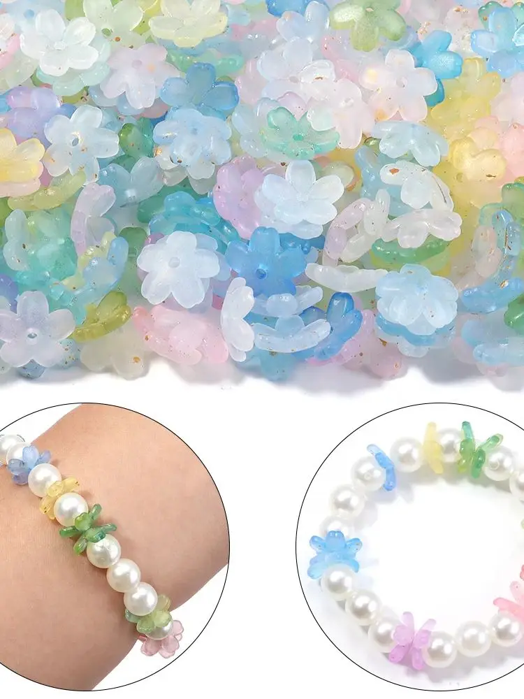 200 stks 11mm Acryl Bloemen Kralen Kleurrijke Vijf Bloemblaadjes Bloem Losse Kralen Voor Sieraden Maken DIY Ketting Oorbellen Accessoires - afbeelding 2