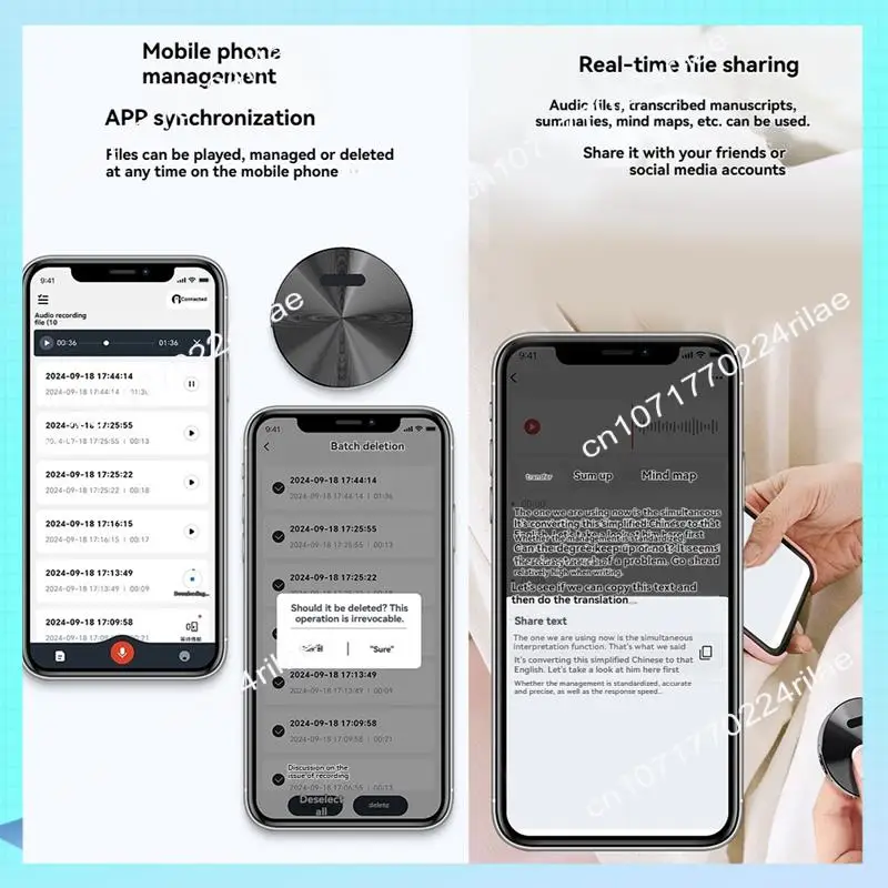 Grabadora de voz A17Z A6 con aplicación de transcripción Chatgpt, dictáfono de Control, dictáfono controlado por aplicación