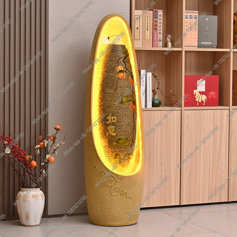C Flowing Water Generates Wealth, Circulating Water Floor Ornament, Living Room Office Feng Shui Wheel Water Landscape Decoratio