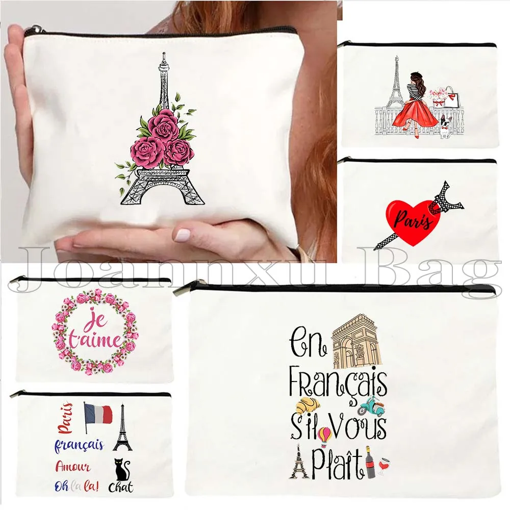 

C'est la vie Funny French Words Quote Collection Paris Eiffel Tower France Parisian Cosmetic Makeup Toilet Bag Pencil Case Pouch