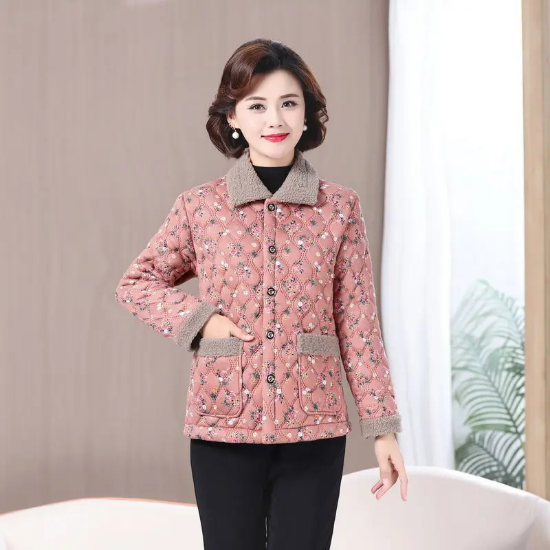 Autumn and Winter Clothes Cotton Jacket Women\'s Warm and Floral Cotton Jacket Grandmother\'s Small Cotton Jacket