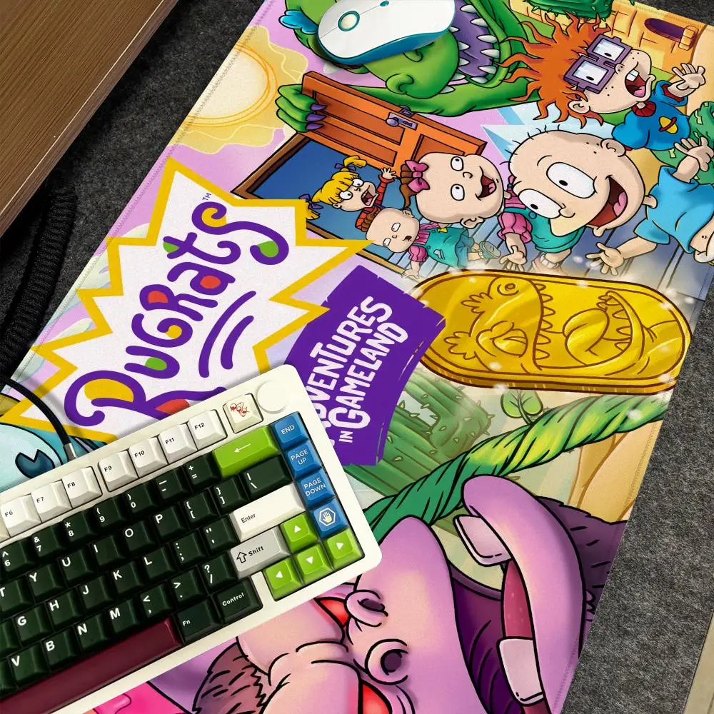 

Коврик для мыши с рисунком R-Rugrats Xxl, компьютер, большой размер, нескользящая геймерская клавиатура, 90x40 см, художественный дизайн, HD настольный коврик