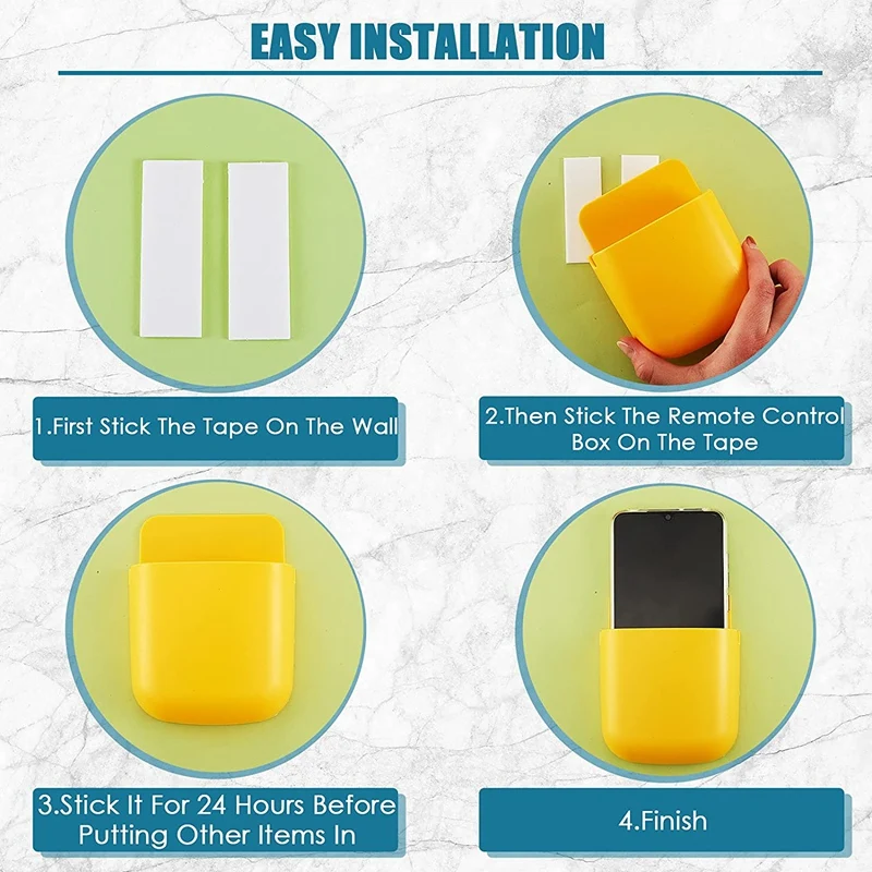 6 Pieces Adhesive Remote Control Holder Wall Mount Media Storage Box Sticky Organizer For Phone Remote Control