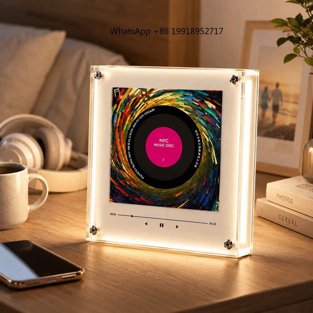 NFC Sensor Fridge Magnet Night Light Acrylic LED Auto Music Player Bedroom Kitchen Living Room Home Decor Gift