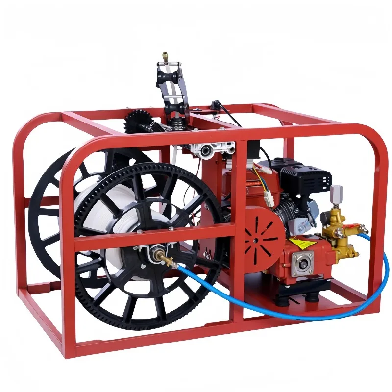 360 degree rotating one-button start sprayer with automatic hose rewinding