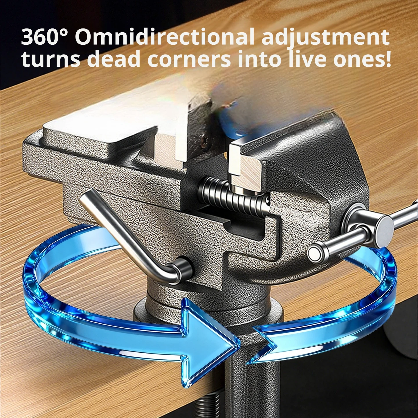 Professional Table Vise , 360° Rotation Work Clamp-On Vise, Versatile Use, Heavy Duty Construction for Woodworking, Metalworking