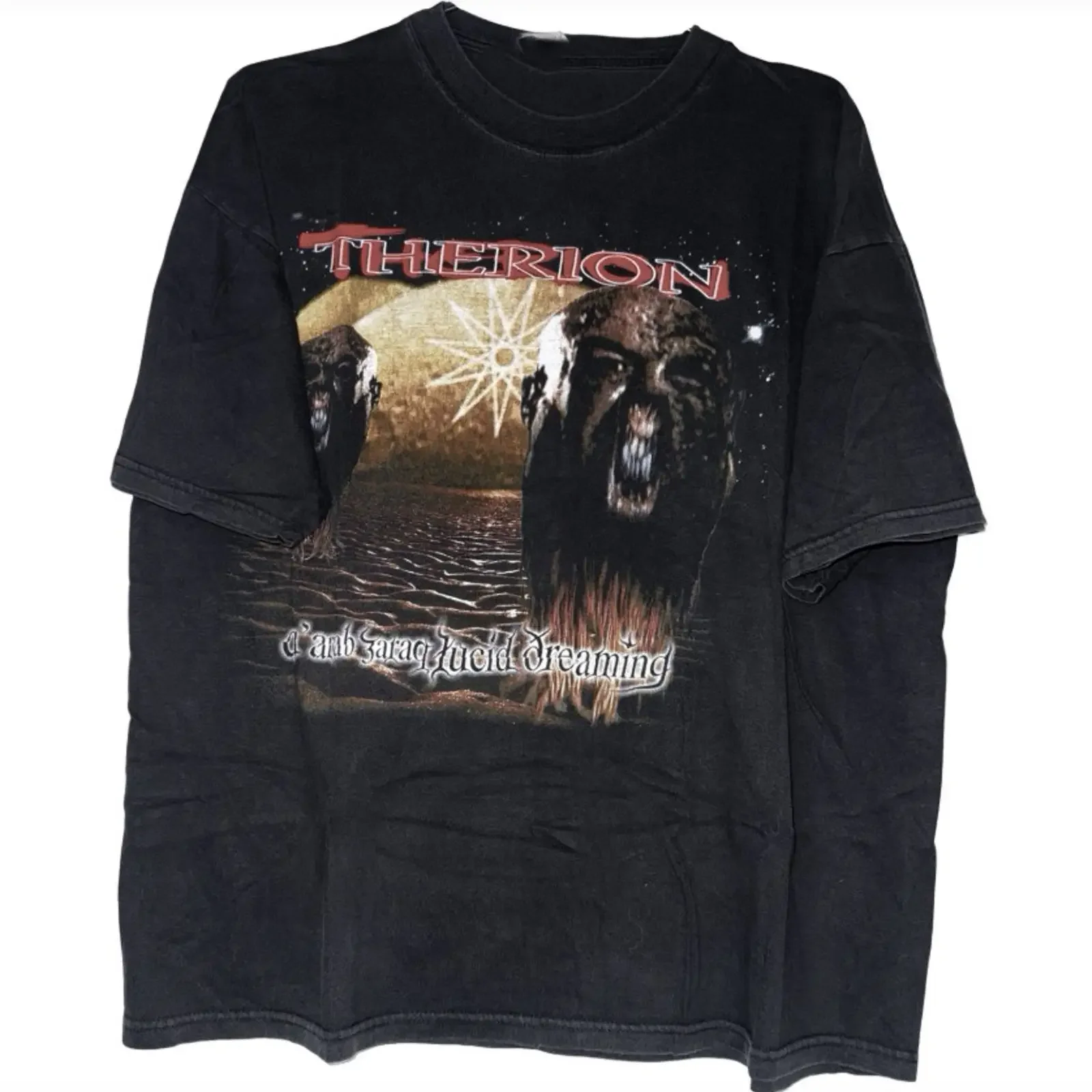 Album Therion Band T Shirt Cotone S 2345XL BS688 vintage Washed Unisex fashion Versatile Casual streetwear Stretched Soft