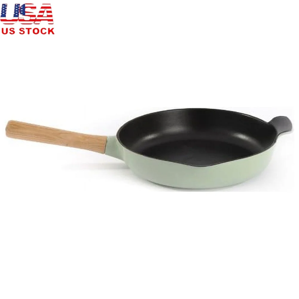 

Cast Iron Frying Pan Enameled Interior Safe Grip Handle Oven Safe Induction Compatible Cooking Essential Easy Cleanup 10.25 Inch