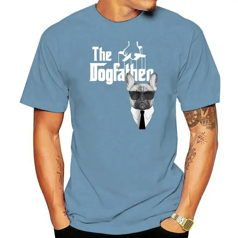 Black The Dogfather French Bulldog T-Shirt Frenchie Dog Tee 100% Cotton Loose Size Top Tee Shirt