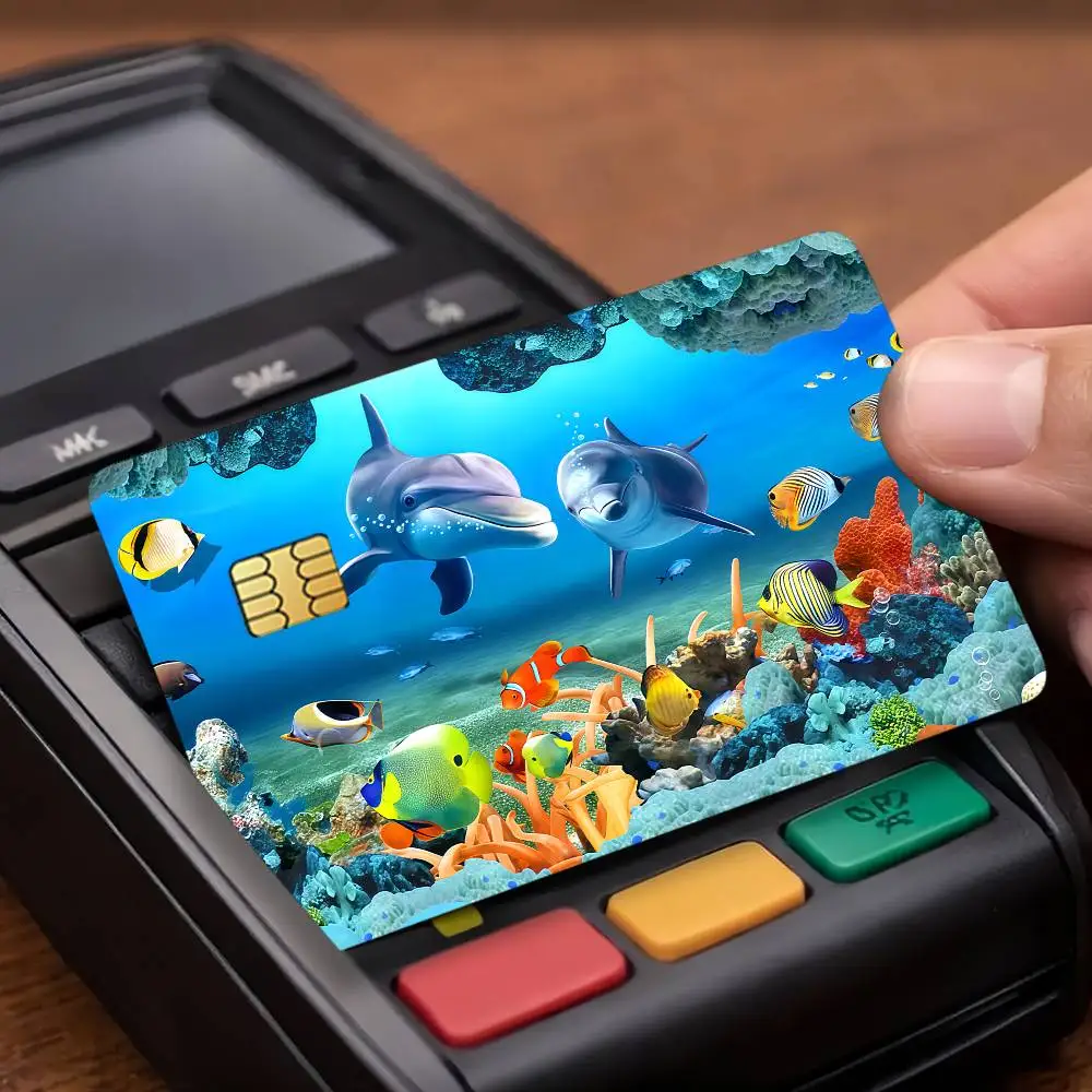 Sea World Credit Card Public Transportation Cards Protective Sticker Waterproof Card Face Decoration 4PCS