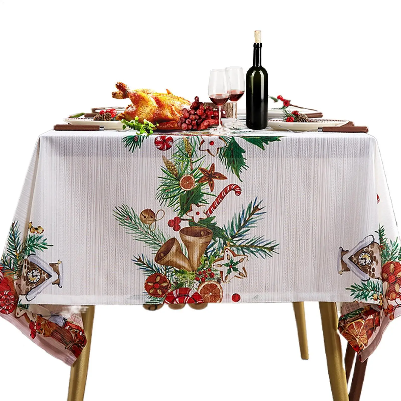 Christmas Tablecloth 55x55 Inch Washable Christmas Tablecloth Decorations Farmhouse Table Cover For Home Party Winter Dining