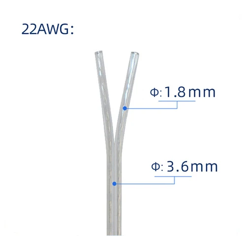 Imagen 2 del producto Cable eléctrico de soldadura con luz de neón LED de 1m-80m, 22AWG, 2 pines, iluminación LED de Audio, juguete electrónico, Cable paralelo transparente de alimentación CC
