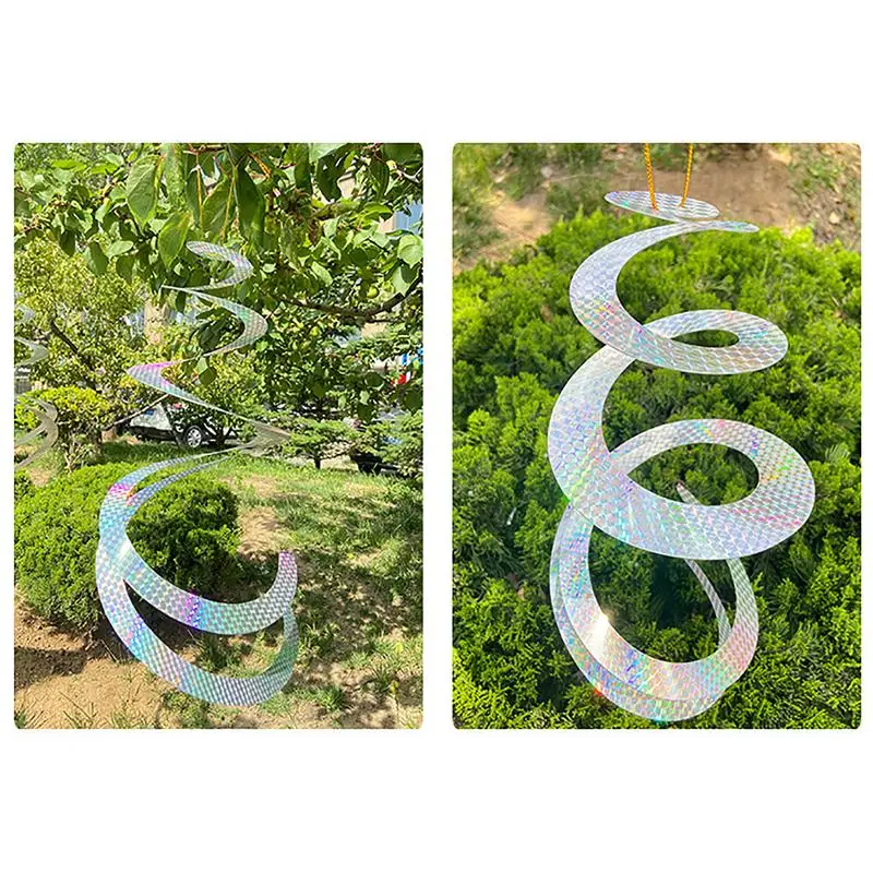 Pendurado Vento Torcendo Espiral Refletor, Assombrar Discos Pássaro, Anti Bird Medo, Fita Eflectiva Vara, Pombos para Jardim Pátio