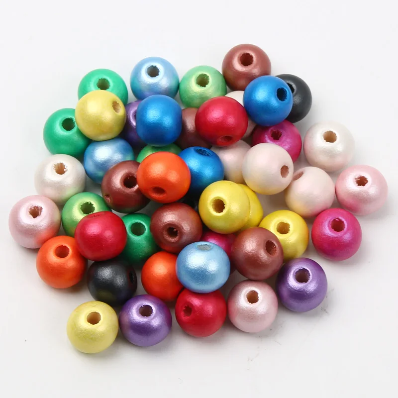 Colored Natural Wooden Beads 10/15mm 10/50pcs Round Balls Loose Beads For Jewelry Making Diy Jewelry Beads Handmade Accessories