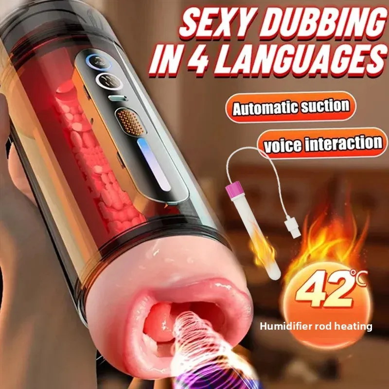 Automatic Male Double-Headed Penetration Realistic Channel Vibrating Deep Throat Vagina Voice Pocket Pussy Sex Toy Supplies 18+