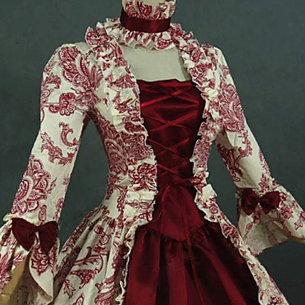 Femmes Marie Antoinette Cosplay Robe médiévale manches évasées victorien fête Robe formelle Renaissance gothique Robe florale grande taille