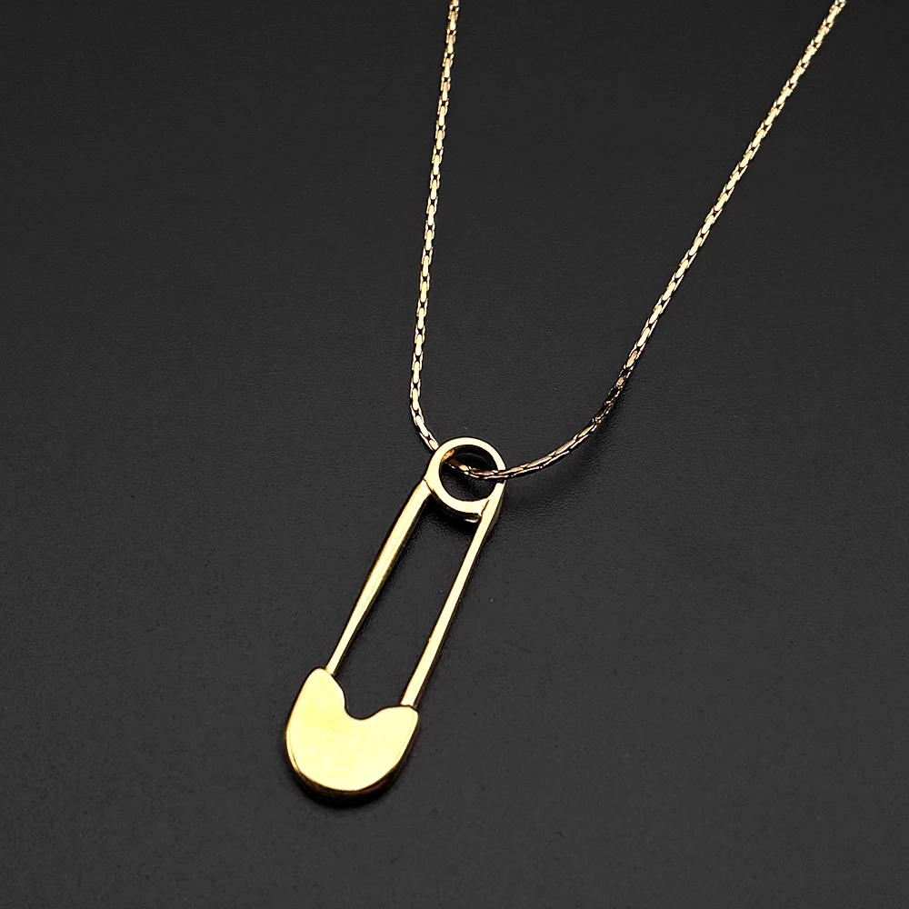 Y2K Pin Pendant Necklace For Women Female Stainless Steel Niche Simple Clavicle Chain Personality Safety Pin Bff Choker Jewelry