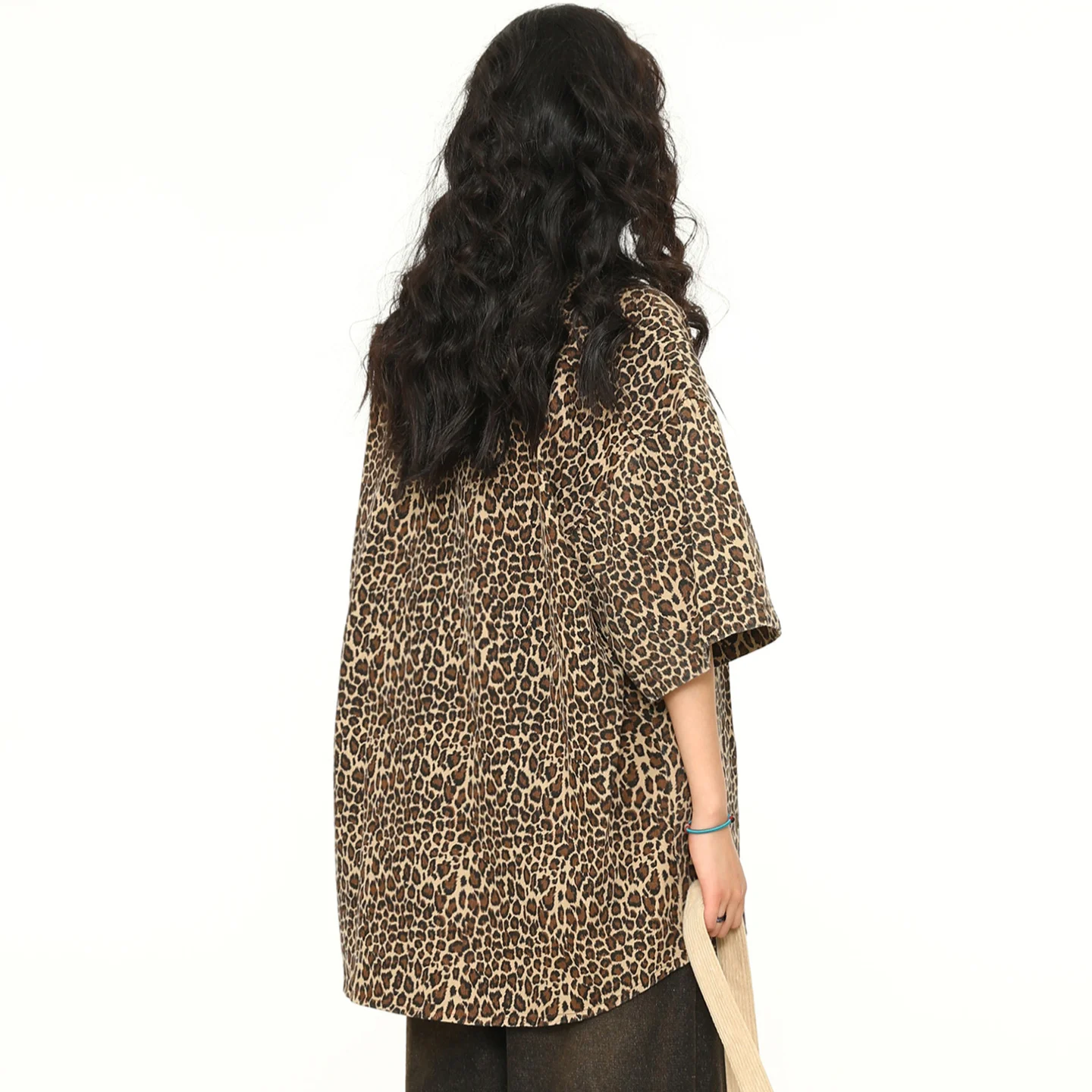 New Short Sleeve Shirts Women Leopard Print Retro Summer Oversized Loose Couple Hip Hop Street Tops American Style Fashion Chic