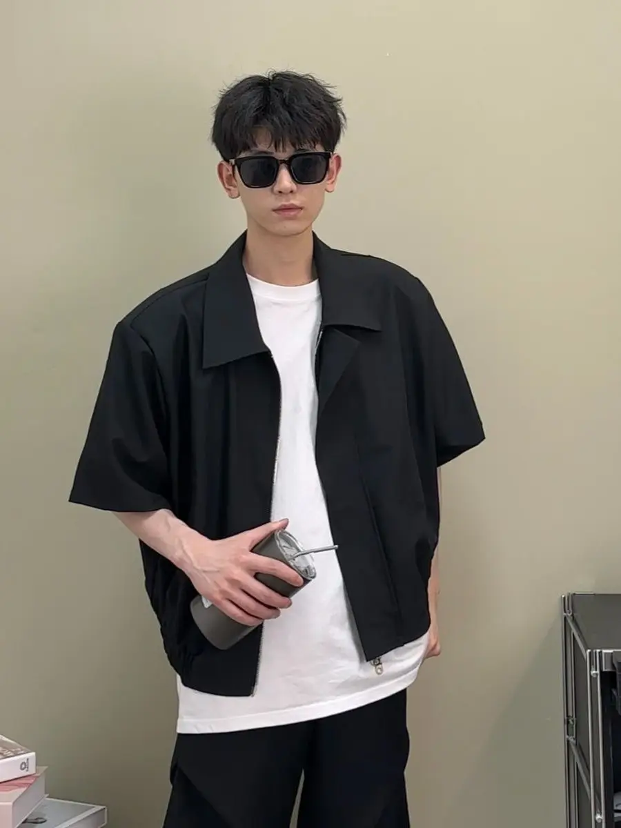 

Cleanfit Men's ort Sve Jaet oulder Pads Pilot Sle Bla Summer Faionable Casual Loose Fit Youth ular Jaet