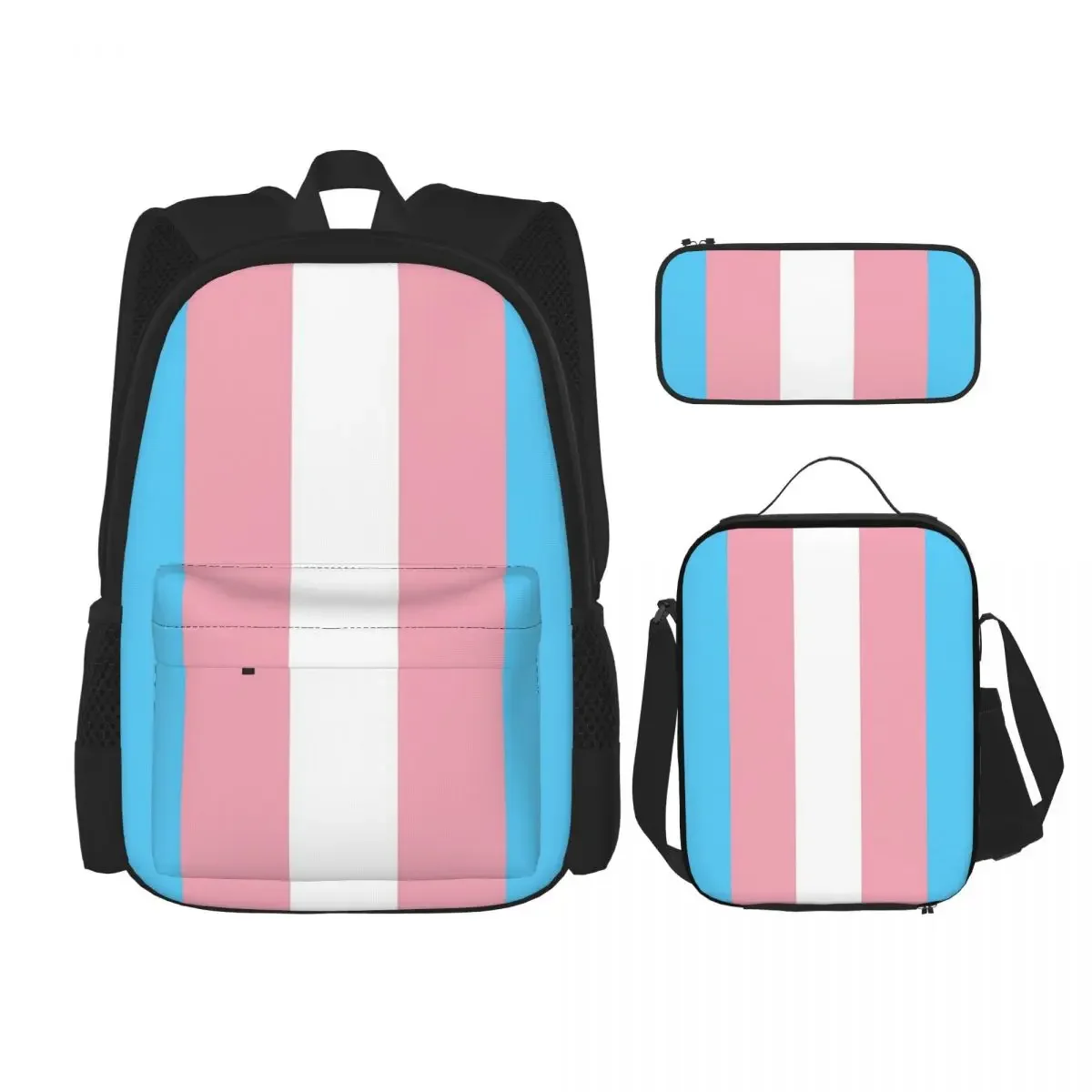 

Transgender Flag Lgbt Pride Backpacks Boys Girls Bookbag Students School Bags Kids Rucksack Lunch Bag Pen Bag Three-Piece Set