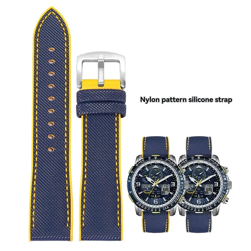 22mm 23mm Silicone Strap for Citizen Second Generations of the Sky Eagle Blue Angel  AT8020/JY8078 Waterproof Rubber Bracelet
