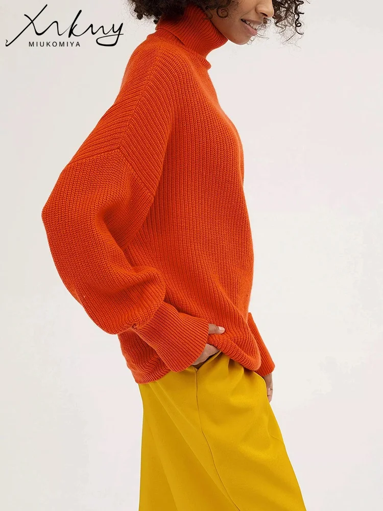 Maglioni invernali spessi da donna Oversize 2022 Pullover dolcevita giallo dolcevita kaki caldo maglioni lavorati a maglia Vintage Oversize