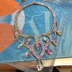 Belly Dance Sparkle Necklace Competition Dancer Accessory Shine Dancing Pu Leather Necklace Stage Performance Costume
