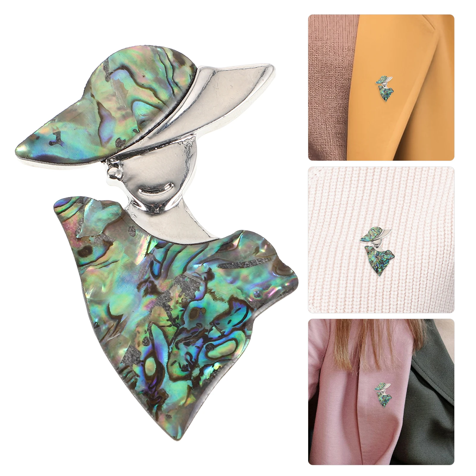 

Elegant Shell Lady Brooch Vintage Alloy Metal Teardrop Lapel Pin Lightweight Durable Brooch for Women Retro Shawl Pin Dangle