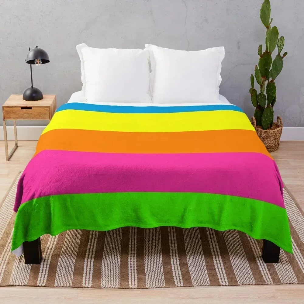 

PLAIN SOLID NEON FLUORESCENT RAINBOW STRIPES 5 COLORS Throw Blanket anime Personalized Gift manga Blankets