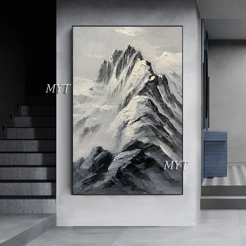 

Restaurant Wall Art Decoration Mountain Textured Abstract Oil Painting Home Artwork Modern Canvas Knife Picture No Framed