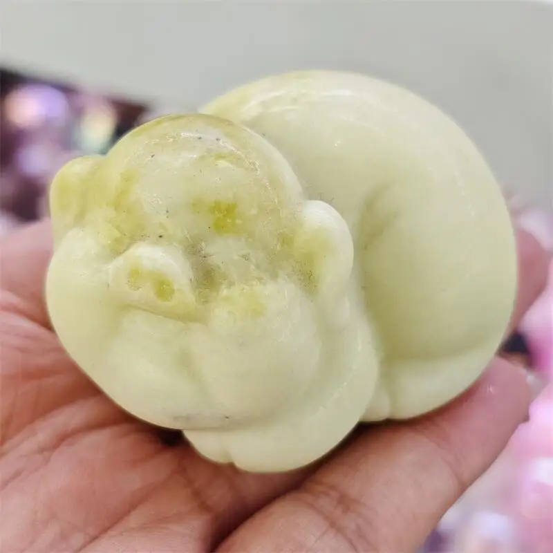 Natural Yellow Quartz Cartoon Pig Carving Witchcraft Ornaments Home Decoration Accessories Room Decor Gift 1PCS