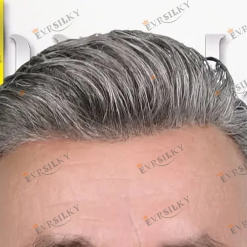 

Супер прочные шиньоны для стариков, 100% человеческие волосы 1B65 1B80, серый, коричневый, черный, 0,1 мм, инъекционная система протезов из искусственной кожи, парик