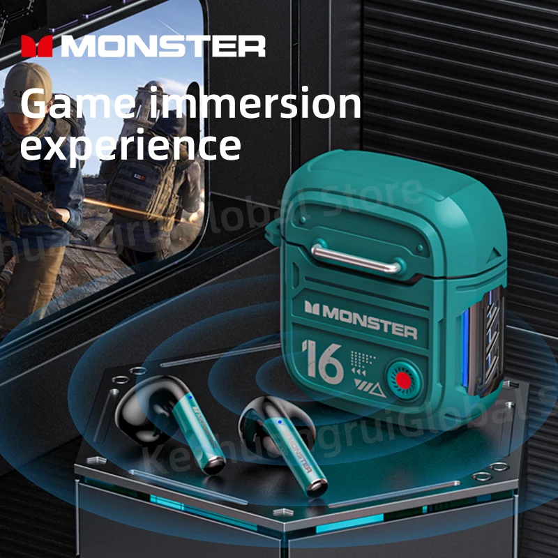 Monster XKT16 Bluetooth 5.3 auricolari Design meccanico cuffie Wireless cuffie da gioco TWS auricolari sportivi con riduzione del rumore nuovo