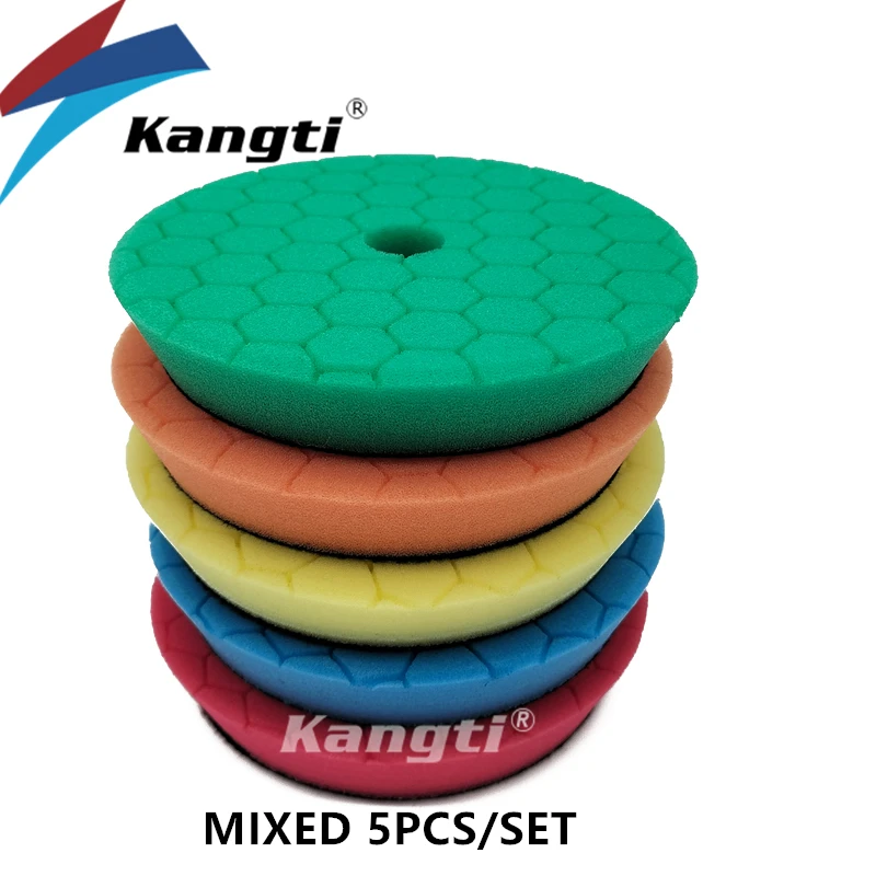 Kangti 5/6 inch Car Polishing Pad Kit Set Self-Adhesive Buffing Waxing Sponge Wool Wheel Polishing Pad For Car Polisher Drill image 3