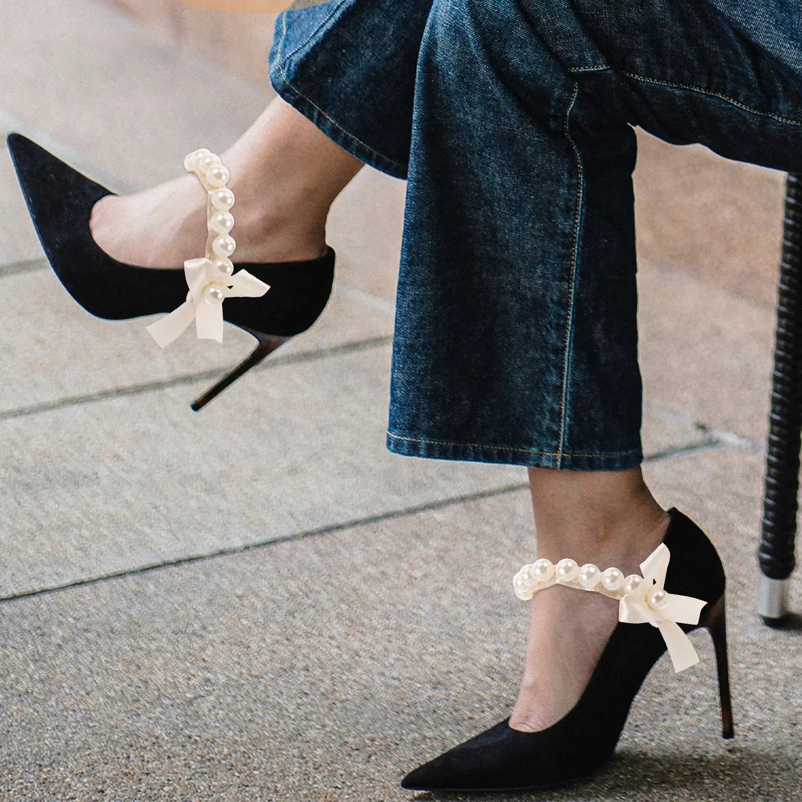 Formal Women Daily Wear Shoes - 여성용 우아한 인조 진주 하이힐 스트랩