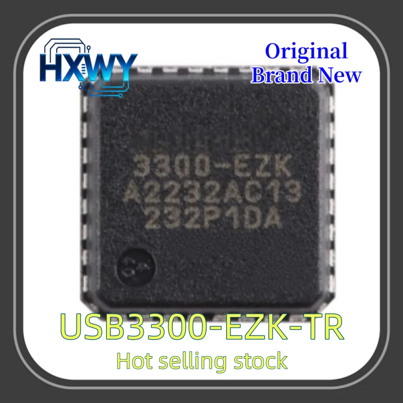 (10/50 pieces) USB3300-EZK-TR silkscreened 3300-EZK USB3300 QFN-32 USB interface chip New electronic parts Fast delivery