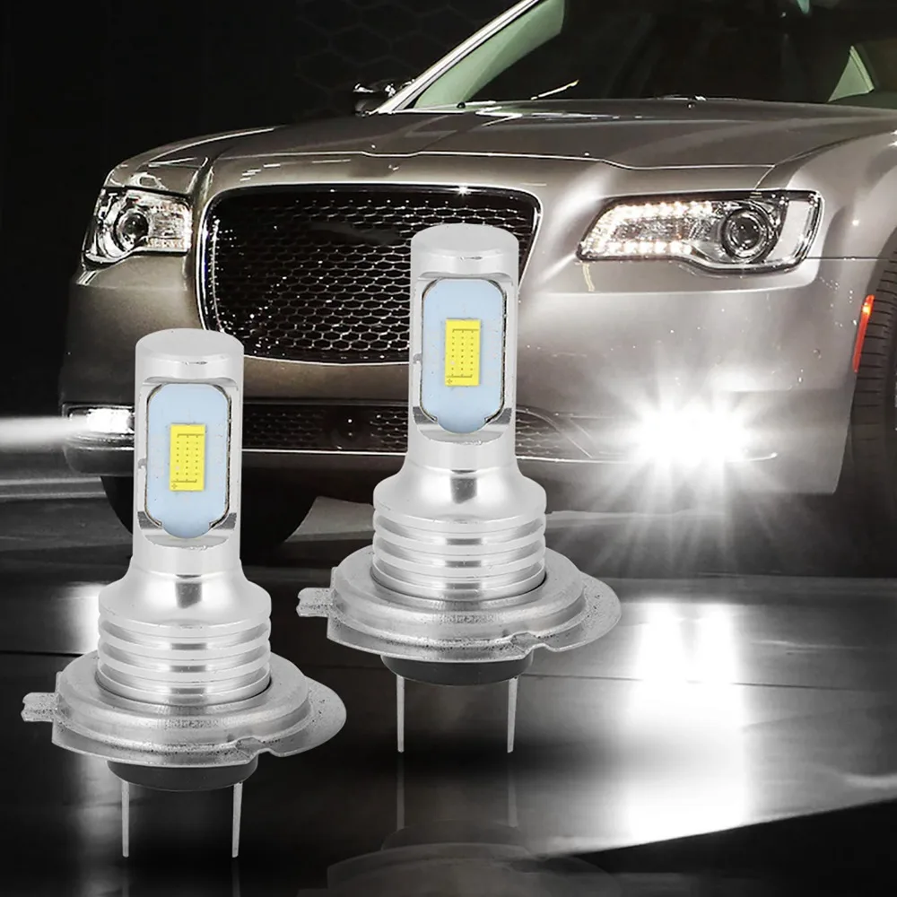 2Pcs 80W Power Car Fog Lights 12V Voltage White Light Output LED Fog Light Bulbs 6000K Color Temperature H7 Fog Lights