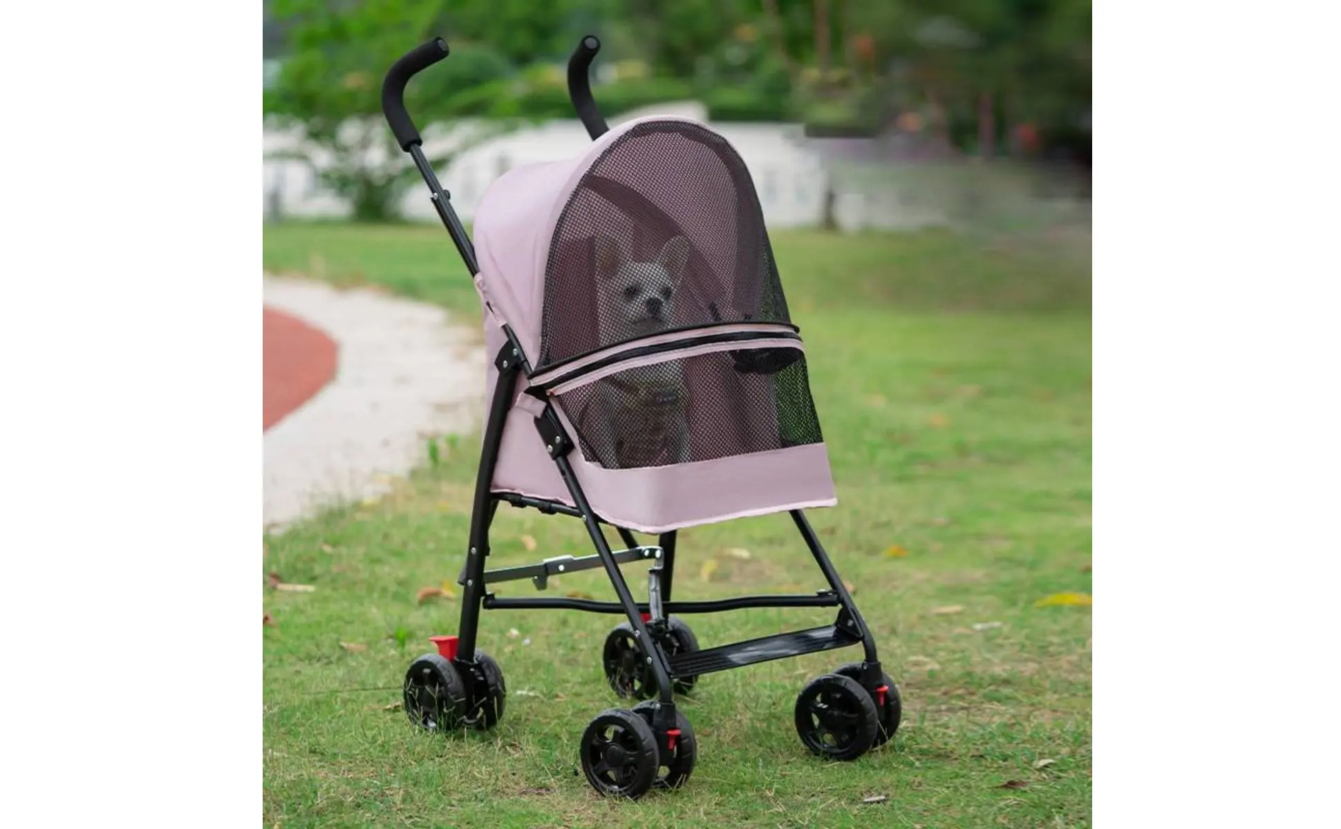 Foldable Pet Stroller Ventilated Lightweight Pet Stroller Brake System Cup Holder for Dogs, Travel, Park