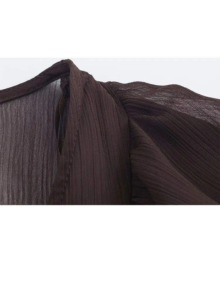 HH امرأة الموضة الأنيقة طويلة الأكمام الخامس طوق حزام مطوي الدانتيل الديكور الربط تنورة طويلة الربيع الإناث تنورة ضئيلة عادية