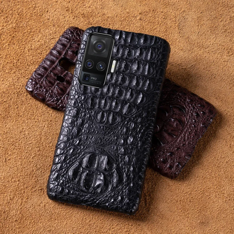 

Natural Crocodile Leather Phone Case For OPPO Reno 7 SE 6 4 3 R17 R15 Pro Find X3 X2 Lite Half Inclusive Luxury Alligator Cover