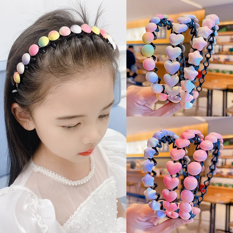 2023 New Children Girl Simple Lovely Heart Hair Band Headwear Beautiful  Color Baby Girls Acrylic Headband Kids Hair Accessories