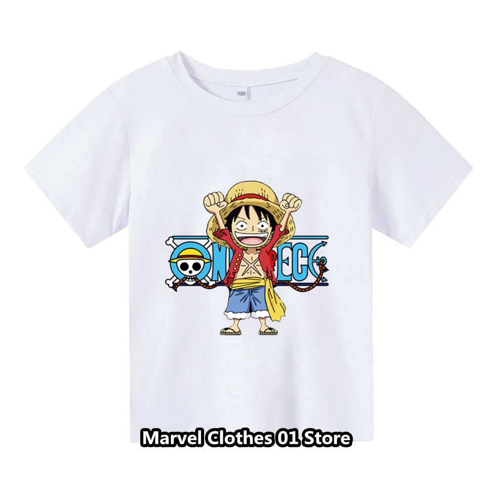 New Summer Short Sleeve Anime One Pieces Printed T-shirt  Children Summer Cool Streetwear Cool Boy Girl Kids Tops