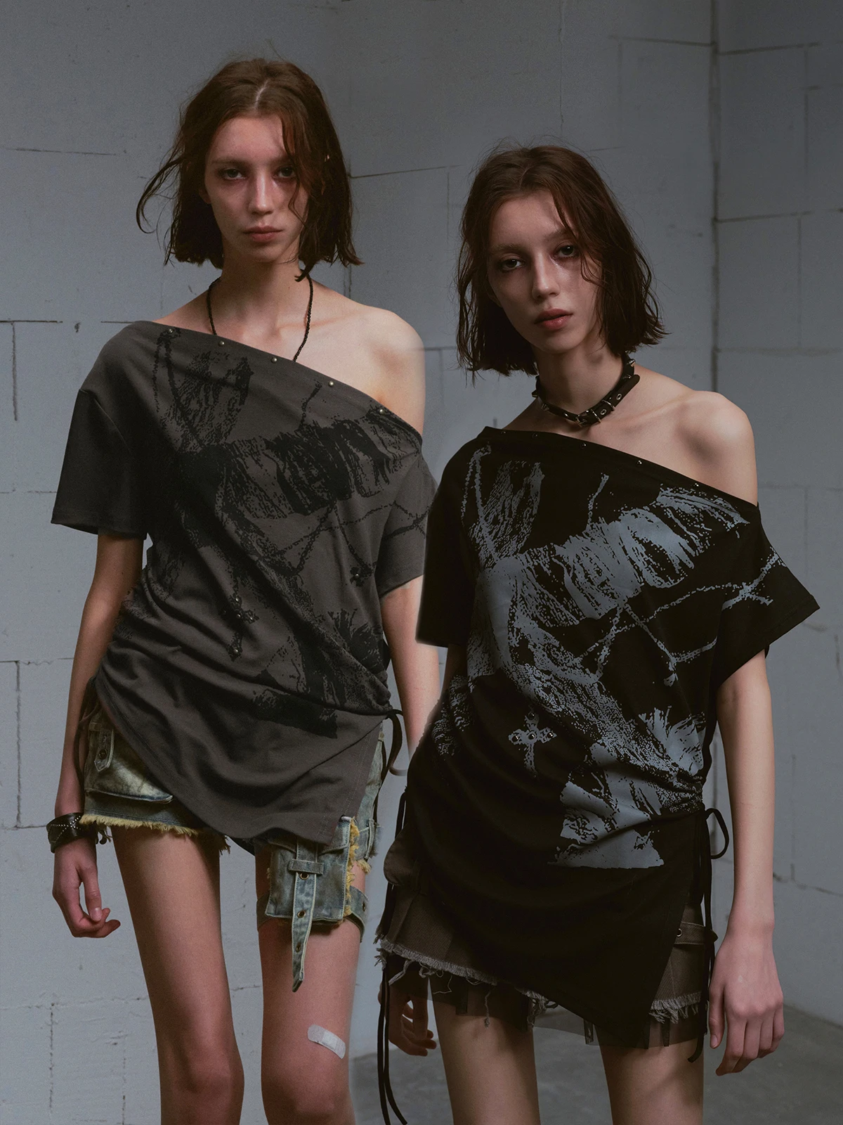 

CestNous Oversize oulder Dstring футболка женская летняя ort Sve принт fiti асимметричный уличный свободный крой