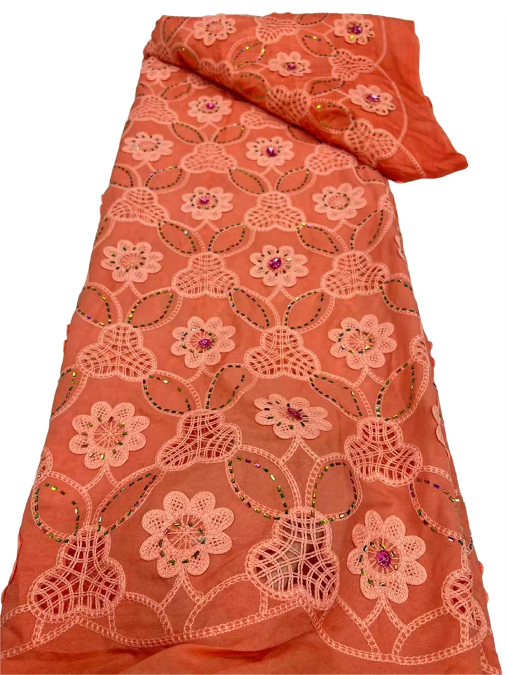 New Pure Color Hollow Out Cord Stones Lace Nigerian Water Soluble Lace Fabric 2026 Hight Quality African Guipure Cord Women Sew