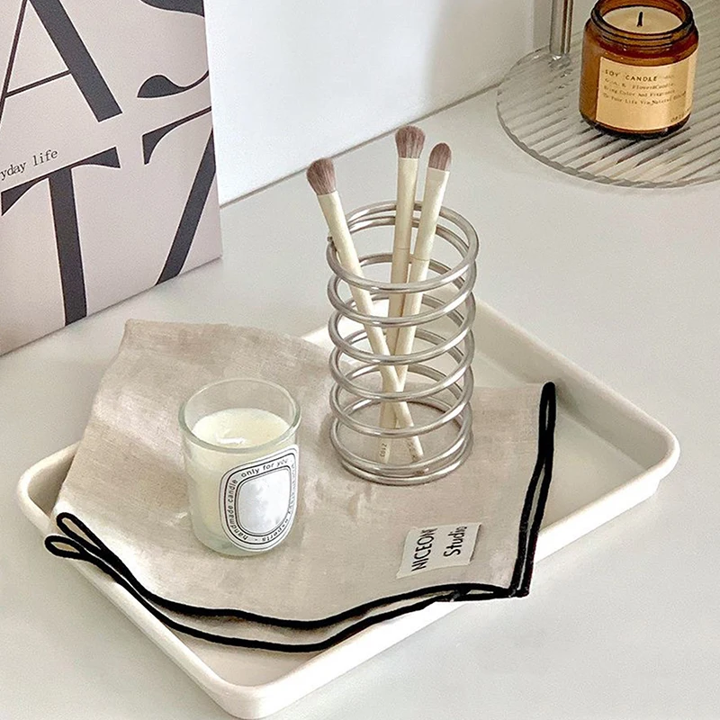 Stainless Steel Toothbrush Holder Makeup Brush Storage Rack Vase Pen Holder Home Desktop Decoration Ornaments