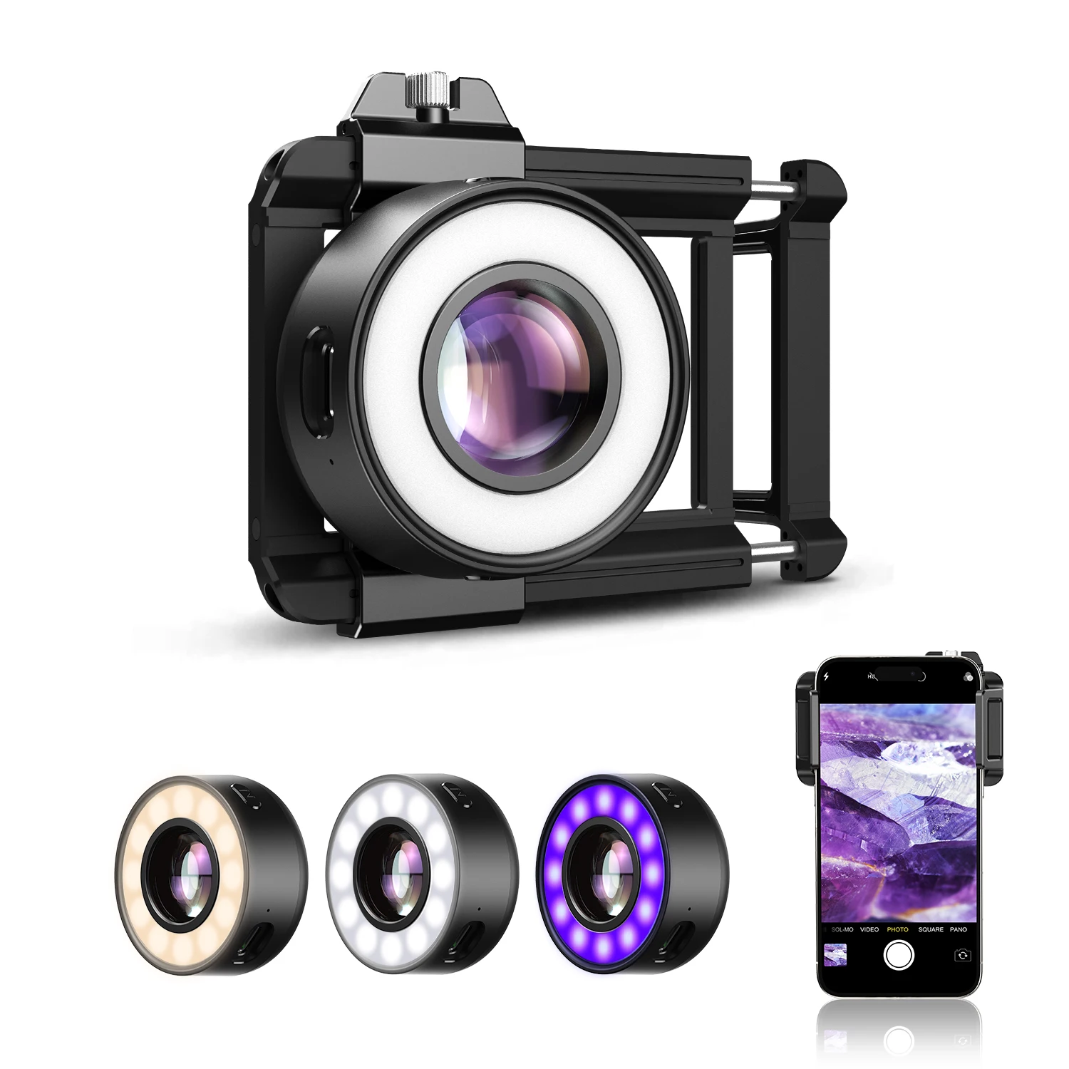 APEXEL 120X Protable Phone Microscope Lens with Eyecup/Illuminated LED Light/Universal Clip for iPhone/Android Smartphones