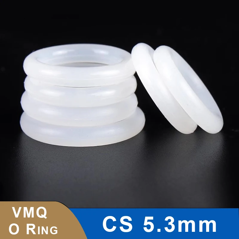 

White Silicone Ring Gasket CS 5.3mm OD 30-410.6mm Food Grade VMQ Round O Shape Waterproof Insulation Rubber Sealing Washer