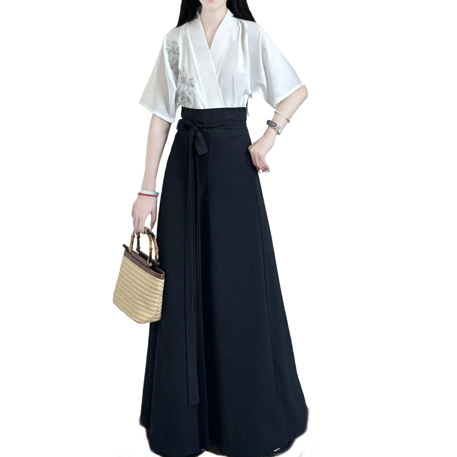 

Chinese Style Women's Hanfu Tang Style Eight Torn Skirt Improved Summer Han Elements Commuting Daily