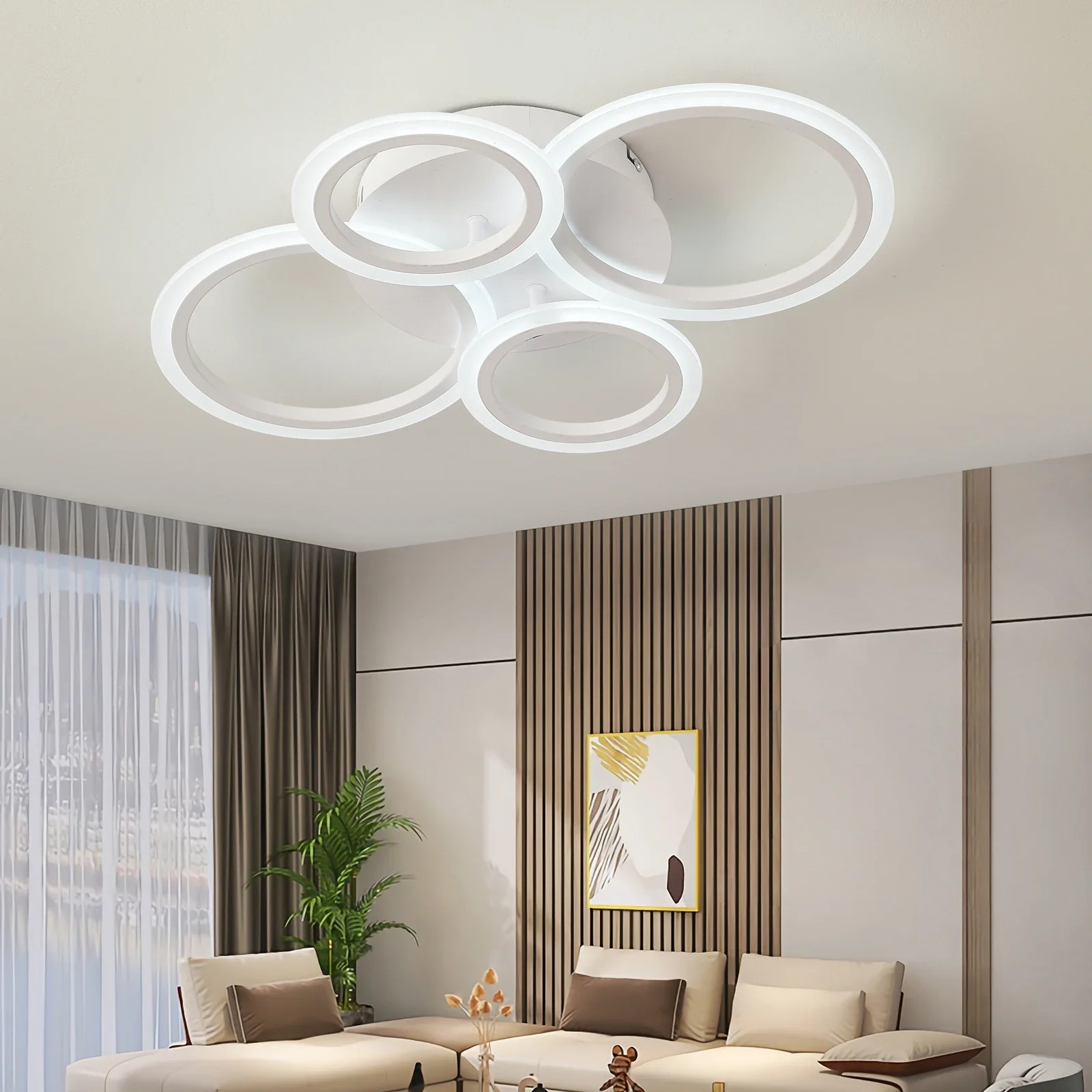 

55cm dimmable modern LED ceiling light, suitable for living rooms, bedrooms, study rooms, and home decor in black and white