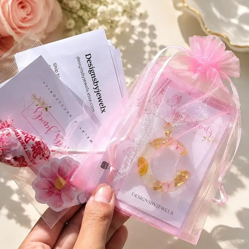 10/20/50pcs Fairy Organza Jewelry Packaging Bags Gift Pink Storage Wedding Drawstring Mesh Pouches Multi Size Set